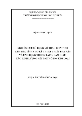 Luận án tiến sĩ hus nghiên cứu sử dụng vỏ trấu biến tính làm pha tĩnh cho kỹ thuật chiết pha rắn và ứng dụng trong tách làm giàu xác định lượng vết một số ion kim loại