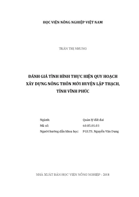 Luận văn thạc sĩ vnua đánh giá tình hình thực hiện quy hoạch xây dựng nông thôn mới huyện lập thạch tỉnh vĩnh phúc