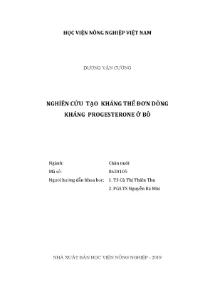 Luận văn thạc sĩ vnua nghiên cứu tạo kháng thể đơn dòng kháng progesterone ở bò