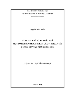 Luận văn thạc sĩ hus đánh giá khả năng phân hủy một số hydrocarbon thơm của vi khuẩn tía quang hợp tạo màng sinh học