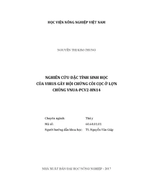 Luận văn thạc sĩ vnua nghiên cứu đặc tính sinh học của virus gây hội chứng còi cọc ở lợn chủng vnua pcv2 hn14