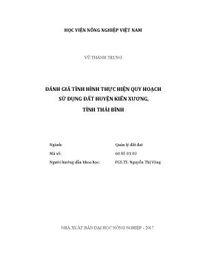 Luận văn thạc sĩ vnua đánh giá tình hình thực hiện quy hoạch sử dụng đất huyện kiến xương tỉnh thái bình