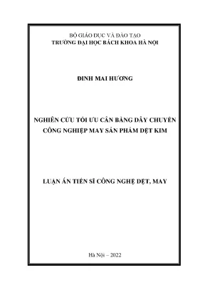 Luận án tiến sĩ nghiên cứu tối ưu cân bằng dây chuyền công nghiệp may sản phẩm dệt kim