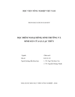 Luận văn thạc sĩ vnua đặc điểm ngoại hình sinh trưởng và sinh sản của gà lạc thủy