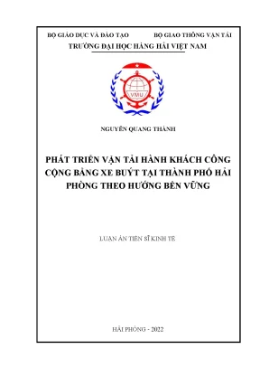 Luận án tiến sĩ phát triển vận tải hành khách công cộng bằng xe buýt tại thành phố hải phòng theo hướng bền vững