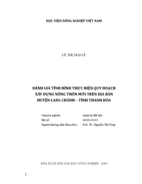Luận văn thạc sĩ vnua đánh giá tình hình thực hiện quy hoạch xây dựng nông thôn mới trên địa bàn huyện lang chánh tỉnh thanh hóa