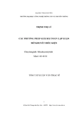 Luận văn thạc sĩ hay các phương pháp giải bài toán lập luận mờ khuyết điều kiện