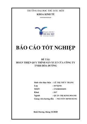 Khóa luận tốt nghiệp hoàn thiện quy trình sản xuất của công ty tnhh hòa đường