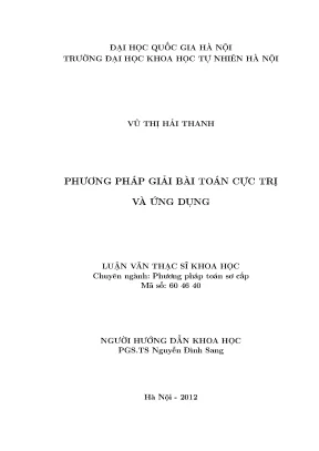 Luận văn thạc sĩ hus phương pháp giải bài toán cực trị và ứng dụng