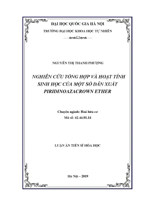 Luận án tiến sĩ hus nghiên cứu tổng hợp và hoạt tính sinh học của một số dẫn xuất piridinoazacrown ether