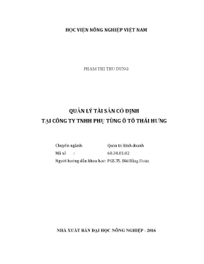 Luận văn thạc sĩ vnua quản lý tài sản cố định tại công ty tnhh phụ tùng ô tô thái hưng