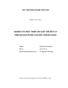 Luận văn thạc sĩ vnua nghiên cứu phát triển sản xuất chè hữu cơ trên địa bàn huyện vị xuyên tỉnh hà giang