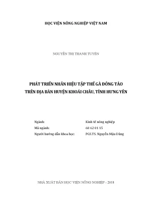 Luận văn thạc sĩ vnua phát triển nhãn hiệu tập thể gà đông tảo trên địa bàn huyện khoái châu tỉnh hưng yên