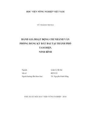 Luận văn thạc sĩ vnua đánh giá hoạt động chi nhánh văn phòng đăng ký đất đai tại thành phố tam điệp ninh bình