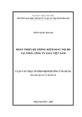 Luận văn thạc sĩ hay hoàn thiện hệ thống kiểm soát nội bộ tại tổng công ty giấy việt nam