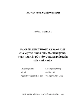 Luận văn thạc sĩ vnua đánh giá sinh trưởng và năng suất của một số giống diêm mạch nhập nội trên hai mật độ trồng trong điều kiện đất nhiễm mặn