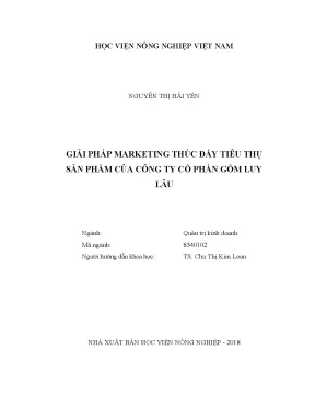 Luận văn thạc sĩ vnua giải pháp marketing thúc đẩy tiêu thụ sản phẩm của công ty cổ phần gốm luy lâu