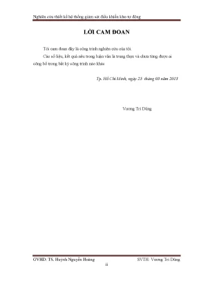 Luận văn thạc sĩ nghiên cứu thiết kế hệ thống giám sát điều khiển kho tự động