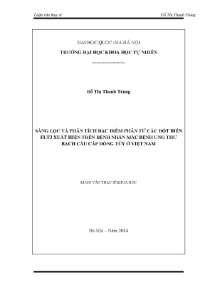 Luận văn thạc sĩ hus sàng lọc và phân tích đặc điểm phân tử các đột biến flt3 xuất hiện trên bệnh nhân mắc bệnh ung thư bạch cầu cấp dòng tủy ở việt nam 14