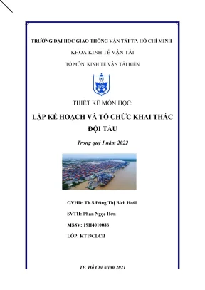 Thiết kế môn học lập kế hoạch và tổ chức khai thác đội tàu