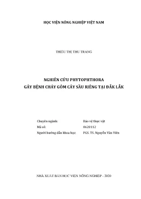 Luận văn thạc sĩ vnua nghiên cứu phytophthora gây bệnh chảy gôm cây sầu riêng tại đắk lắk