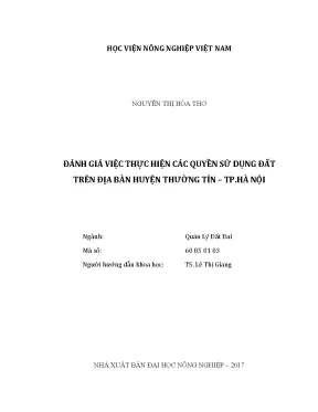 Luận văn thạc sĩ vnua đánh giá việc thực hiện các quyền sử dụng đất trên địa bàn huyện thường tín tp hà nội