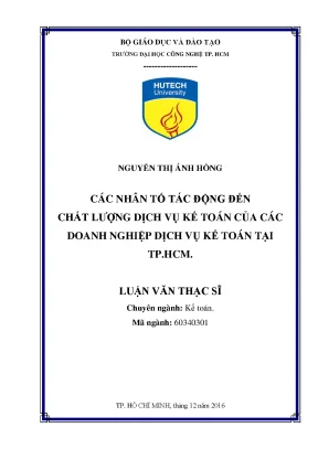 Luận văn thạc sĩ hay các nhân tố tác động đến chất lượng dịch vụ kế toán của các doanh nghiệp dịch vụ kế toán tại tp hcm