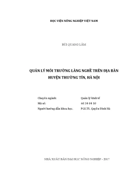 Luận văn thạc sĩ vnua quản lý môi trường làng nghề trên địa bàn huyện thường tín hà nội