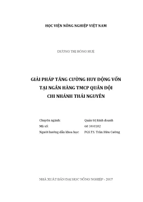 Luận văn thạc sĩ vnua giải pháp tăng cường huy động vốn tại ngân hàng tmcp quân đội chi nhánh thái nguyên