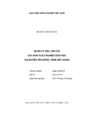 Luận văn thạc sĩ vnua quản lý thu chi của các đơn vị sự nghiệp giáo dục tại huyện yên dũng tỉnh bắc giang