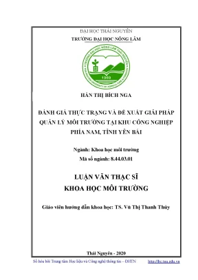 Luận văn thạc sĩ hay đánh giá thực trạng và đề xuất giải pháp quản lý môi trường tại khu công nghiệp phía nam tỉnh yên bái