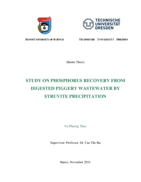 Luận văn thạc sĩ hus study on phosphorus recovery from digested piggery wastewater by struvite precipitation