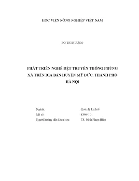 Luận văn thạc sĩ vnua phát triển nghề dệt truyền thống phùng xá trên địa bàn huyện mỹ đức thành phố hà nội
