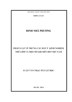 Luận văn thạc sĩ vnu ls pháp luật về trưng cầu dân ý kinh nghiệm thế giới và một số gợi mở cho việt nam