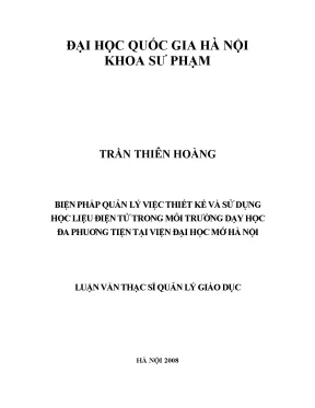 Luận văn thạc sĩ vnu ued biện pháp quản lý việc thiết kế và sử dụng học liệu điện tử trong môi trường dạy học đa phương tiện tại viện đại học mở hà nội