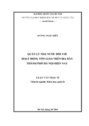 Luận văn thạc sĩ ussh quản lý nhà nước đối với hoạt động tôn giáo trên địa bàn thành phố hà nội hiện nay