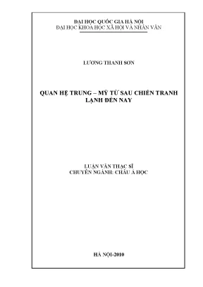 Luận văn thạc sĩ ussh quan hệ trung mỹ từ sau chiến tranh lạnh đến nay
