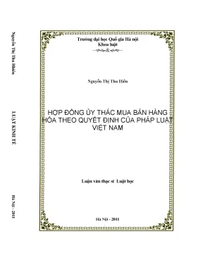 Luận văn thạc sĩ vnu ls hợp đồng ủy thác mua bán hàng hóa theo quy định của pháp luật việt nam