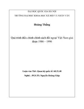 Luận văn thạc sĩ ussh quá trình điều chỉnh chính sách đối ngoại việt nam giai đoạn 1986 1996