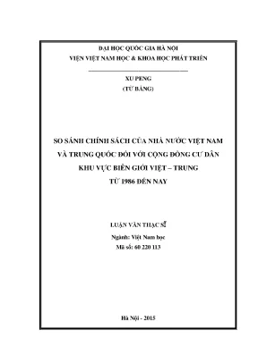 Luận văn thạc sĩ ussh so sánh chính sách của nhà nước việt nam và trung quốc đối với cộng đồng cư dân khu vực biên giới việt trung từ năm 1986 đến nay
