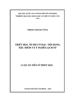 Luận án tiến sĩ triết học ấn độ cổ đại nội dung đặc điểm và ý nghĩa lịch sử