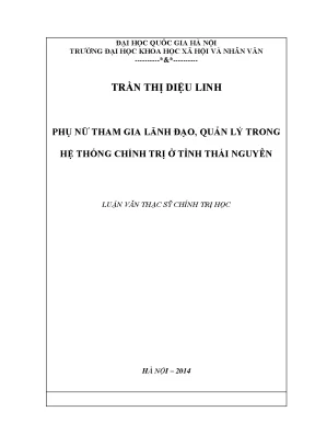 Luận văn thạc sĩ ussh phụ nữ tham gia lãnh đạo quản lý trong hệ thống chính trị ở tỉnh thái nguyên