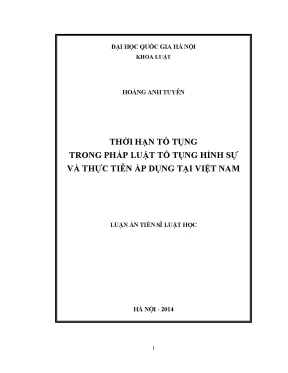 Luận văn thạc sĩ vnu ls thời hạn tố tụng trong pháp luật tố tụng hình sự và thực tiễn áp dụng tại việt nam luận án ts luật 62 38 40 01