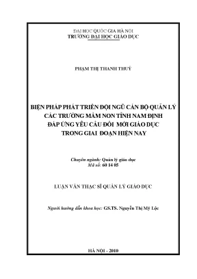 Luận văn thạc sĩ vnu ued biện pháp phát triển đội ngũ cán bộ quản lý các trường mầm non tỉnh nam định đáp ứng yêu cầu đổi mới giáo dục trong giai đoạn hiện nay
