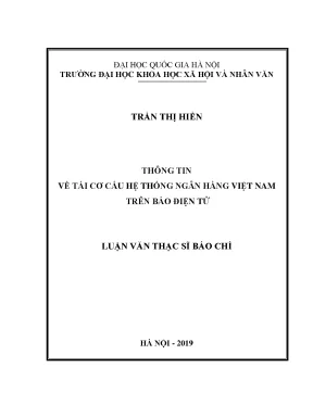 Luận văn thạc sĩ ussh thông tin về tái cơ cấu hệ thống ngân hàng việt nam trên báo điện tử