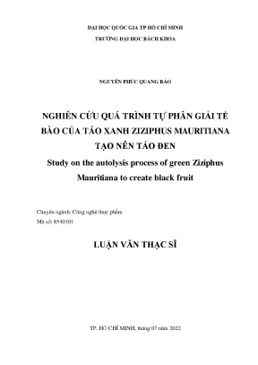 Nghiên cứu quá trình tự phân giải tế bào của táo xanh ziziphus mauritiana tạo nên táo đen