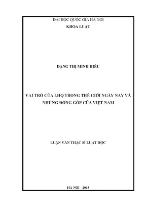 Luận văn thạc sĩ vnu ls vai trò của liên hiệp quốc trong thế giới ngày nay và những đóng góp của việt nam