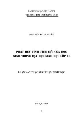 Luận văn thạc sĩ vnu ued phát huy tính tích cực của học sinh trong dạy học sinh học lớp 11