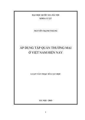 Luận văn thạc sĩ vnu ls áp dụng tập quán thương mại ở việt nam hiện nay