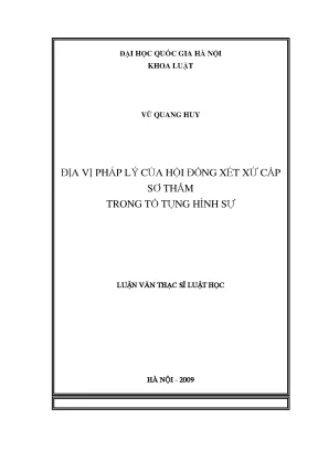 Luận văn thạc sĩ vnu ls địa vị pháp lý của hội đồng xét sử cấp sơ thẩm trong tố tụng hình sự
